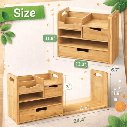 Crestovaub Bamboo Desk Organizer with Drawer